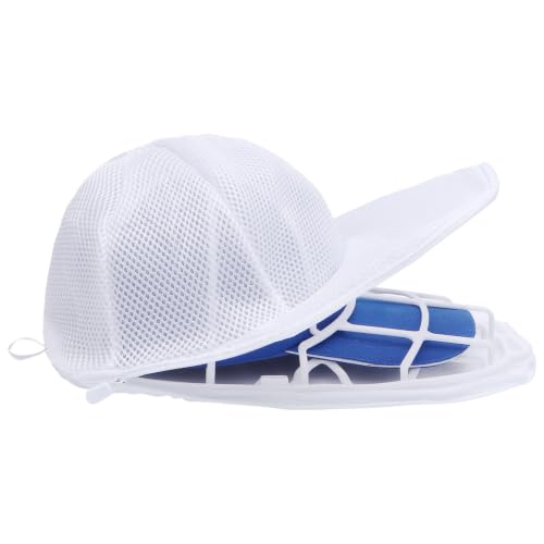 Baseball Cap Washer Frame for Washing Machine, Hat Washer Cage for Flat and Curved Hats with Mesh Laundry Bag, White PP Plastic, Fits Adult and Kids, 2 Pack