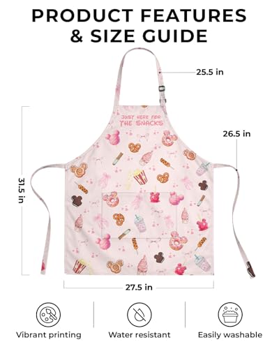 Women Apron, Cute Kitchen Aprons for Women, Girls - color: Cute Snacks