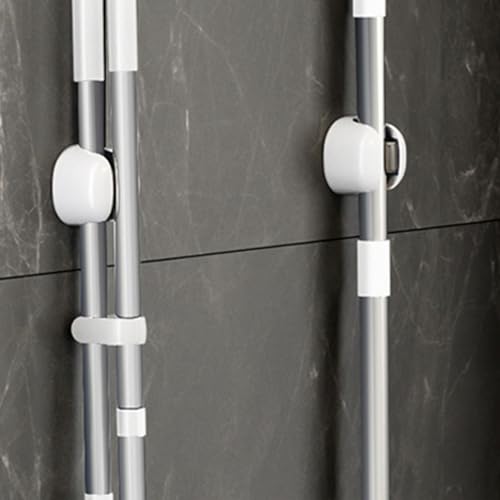 Wall Mount Mop Holder, Strong Adhesive No Drill Broom Organizer with Versatile High Load Bearing, for Bathroom Kitchen Home Organization