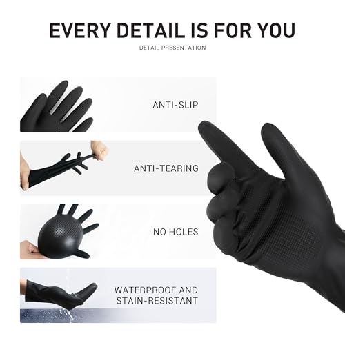 ThxToms 3 Pairs Hair Dye Gloves, Reusable Professional Hair Color Rubber Gloves for Home and Salon Black - size: Small