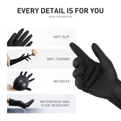ThxToms 3 Pairs Hair Dye Gloves, Reusable Professional Hair Color Rubber Gloves for Home and Salon Black - size: Small