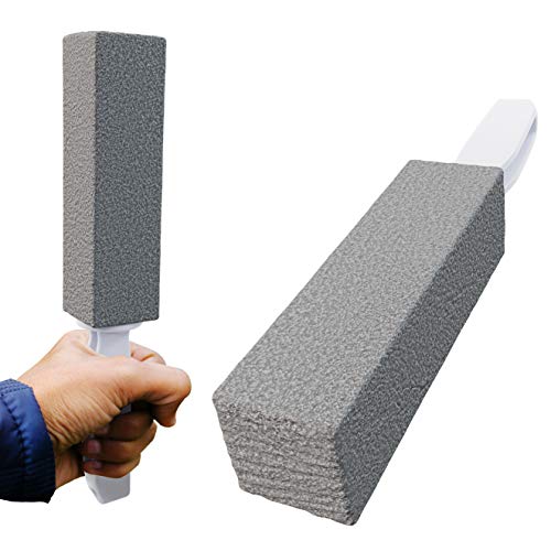 Non-Toxic, Chemical-Free Grey Pumice Scrubber 2 Pk with Handle. Perfect Reusable Cleaning Block for Kitchen, Cookware, Grills, BBQs and Bathrooms. Best Cleaner for Rust Stains, Carbon, or Calcium - size: 1 Count (Pack of 2)