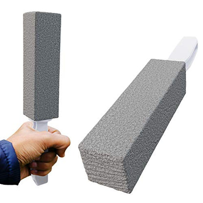 Non-Toxic, Chemical-Free Grey Pumice Scrubber 2 Pk with Handle. Perfect Reusable Cleaning Block for Kitchen, Cookware, Grills, BBQs and Bathrooms. Best Cleaner for Rust Stains, Carbon, or Calcium - size: 1 Count (Pack of 2)