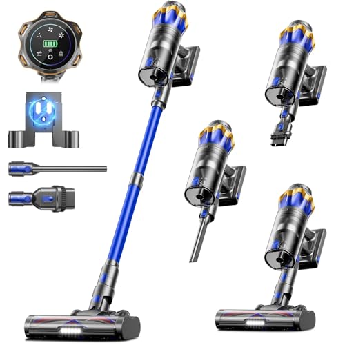 Cordless Vacuum Cleaner, Upgraded 650W 55KPA 70Mins Cordless Stick Vacuum Cleaner with Self-Standing and Touch Screen, Anti-tangle Wireless Vacumm, Vacuum Cleaners for Home/Pet Hair/Carpets/Floors