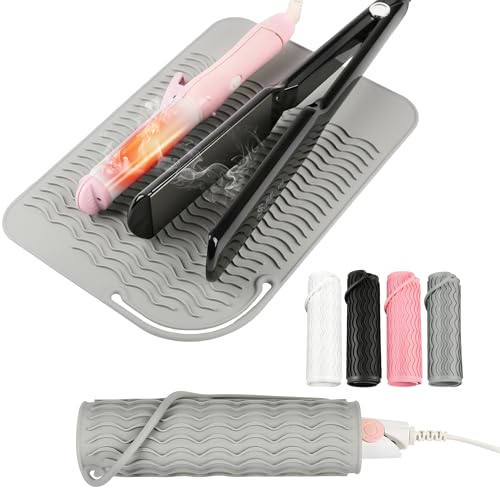 Silicone Heat Resistant Mat for Hair Tools, 11" x 7.5", Gray - color: Gray