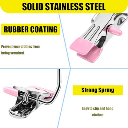 30 Pack Boot Hangers for Closet, Pink Laundry Hooks with Clips