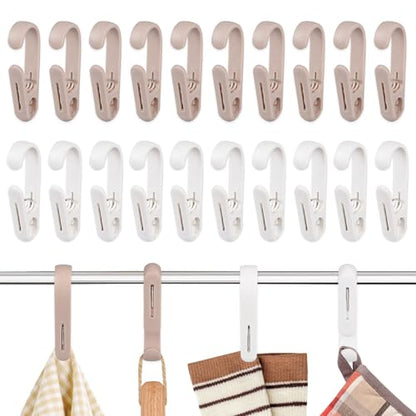 20 Pack Laundry Hooks with Clips, Heavy Duty Clothes Pins & Single Clip Hangers, Outdoor Closet Organizer for Socks, Towels, Bathroom, Kitchen