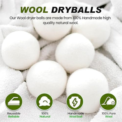 Wool Dryer Balls Reusable Laundry Dryer Balls Natural Fabric Softener Dryer Sheets Replacement for Reducing Clothing Static and Wrinkles, Set of 6PCS