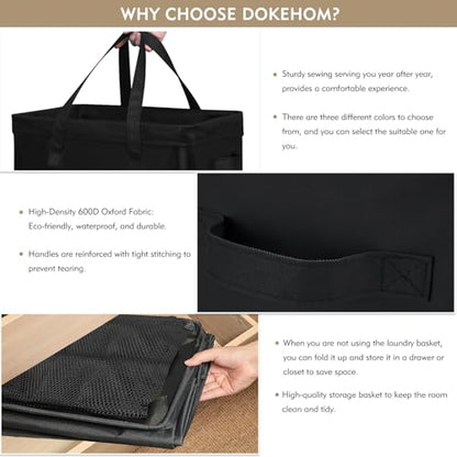 DOKEHOM 90L X-Large Rolling Laundry Basket Hamper on Wheels, Black - color: Black, size: X-Large Pro 29"