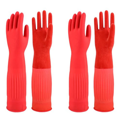 North Tower Rubber Gloves Kitchen Cleaning For Washing Dishing Kithchen, warmming Heat Resistant Dishwashing Gloves,18",2 Pairs Small - size: Small（45cm）