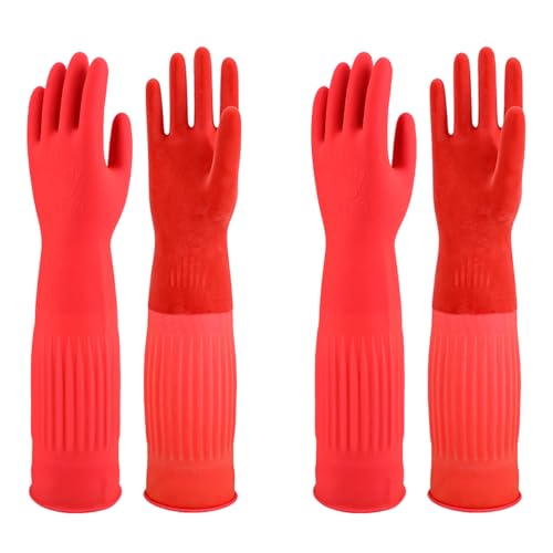 North Tower Rubber Dishwashing Cleaning Gloves 18",2 Pairs Large - size: Large（45cm）