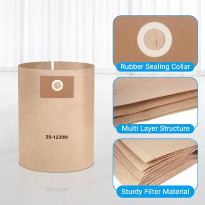 6 Pack 25-1230 Vacuum Bags Fit for Stanley 4-5 Gallon Vac: SL18129, SL18130 - size: 25-1230（6 Pack）