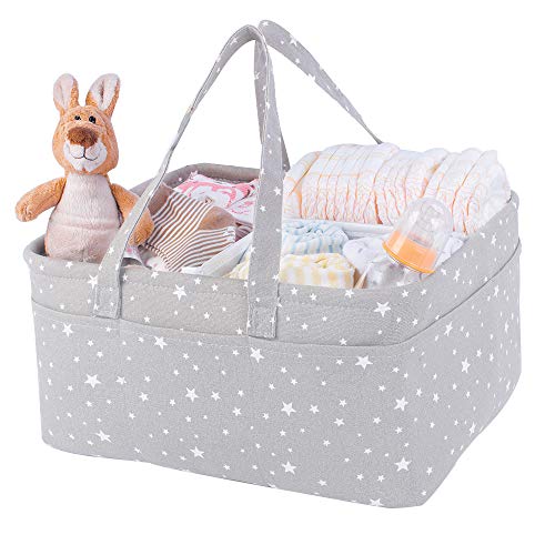 Baby Diaper Caddy Organizer Storage Basket for Girl Boy Shower Gifts Portable Large Nursery Holder Tote for Changing Table or Car Newborn Essentials Baby Registry Must Haves Item… - color: Grey space stars, size: Large