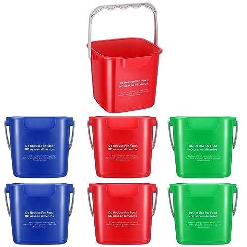 Roshtia 6 Pcs 3 Quart Sanitizing Cleaning Bucket Square,Red, Blue, Green - color: Red, Blue, Green