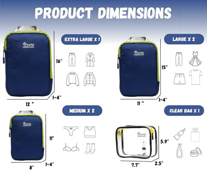 Compression Packing Cubes Set, Suitcase and Backpack Travel Organizer Bags - color: Deep Blue, size: 6Piece