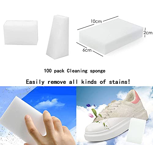 100 Pack Magic Cleaning Sponges Eraser,Multi-Functional Premium Melamine Sponge Foam Cleaning Pads,Dish,Household Cleaning Sponge for Kitchen,Furniture,Bathroom(Universal Cleaner) - size: 100 pack