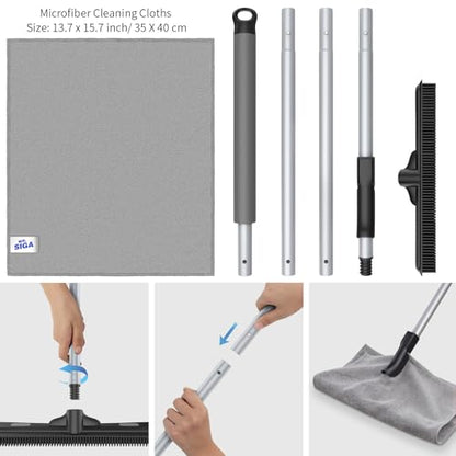 MR.SIGA Pet Hair Removal Rubber Broom with Built in Squeegee - size: 12.6*2.1*62 in