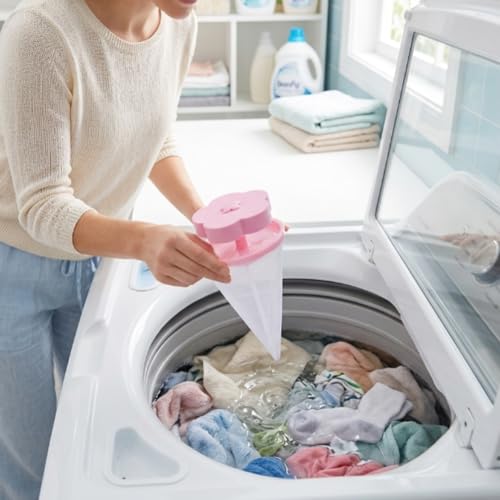 Pet Hair Remover for Laundry – 4 Pack Floating Lint Catcher for Washing Machine, Upgraded Ultra-Fine Mesh Pet Hair Catcher, Reusable Laundry Lint Trap for Dog & Cat Fur