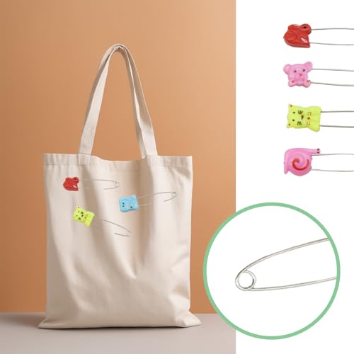30 PCS Safety Pin Diaper Pin Stainless Steel Cloth Pins Plastic Head Cloth Diaper Pins with Locking Closures，Colour Random 54MM/2.2 Inch（Colour/Animals） - color: Colour/Animals