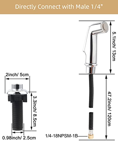 Universal Fit Sink Spray Attachment with Hose Set, Braided Hose, Chrome - color: Chrome, style: braided hose/single spray mode