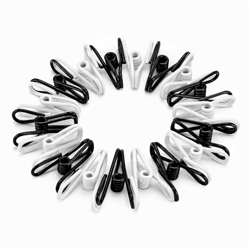 Mr. Pen- PVC-Coated Utility Clips, 2 Inch, 18 Pack, Black & White - color: Black & White