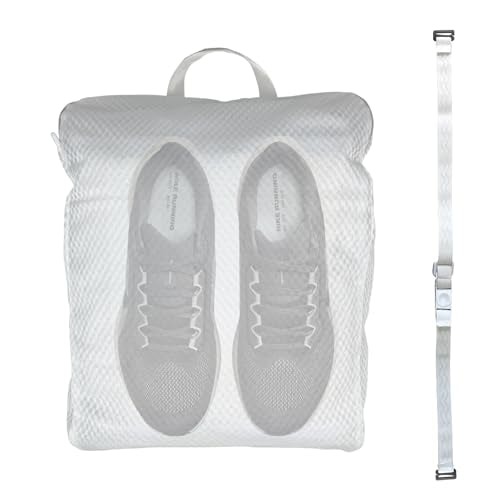 3D Sneaker Dryer Bag, 2-In-1 Shoe Wash and Dry Net Bag for Dryer Door with Non-Slip Elastic Straps, Large Mesh Laundry Bag for Shoes, White, 15.7 x 11.8 x 3.1 Inches