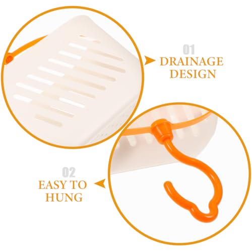 Angoily Small Shower Caddy, Plastic Hanging Basket for Shower with Hook - color: White