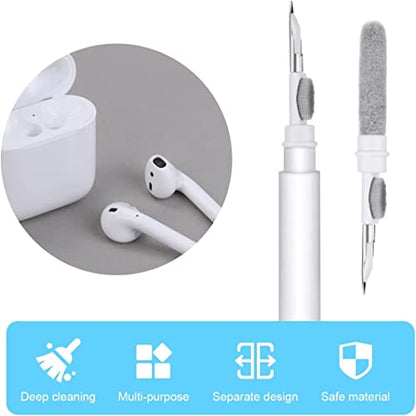 AOMIG Airpod Cleaner Kit, 3 in 1 Earbuds Cleaning kit,Phone Cleaner kit with Soft Brush for Wireless Earphones Bluetooth Headphones Charging Box Accessories, Computer, Keyboard, Camera（White）