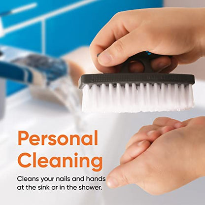 Superio Stiff Nail Brush Cleaner with Handle- 3 Pack Durable Brush Scrubber to Clean Toes, Fingernails, Hand Scrubber All Surface Cleaning, White Heavy Duty Scrub Brush Stiff Bristles, Easy to Hold - color: Gray, size: 3 Pack