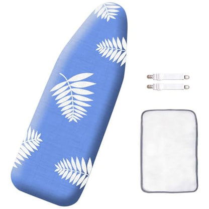 SheeChung 14"x42" Over The Door Ironing Board Cover and Pad,Heat Resistance - color: Blue+leaf, size: 14"L x 42"W