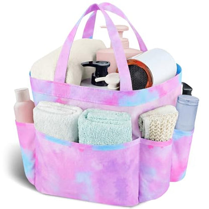 Mesh Shower Caddy Portable - 9 Pockets, Shower Bag for Dorm Room Camping - color: gradient purple