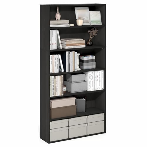 Furinno PASIR Book Shelf, 6-Tier Bookshelf with Open Storage Shelf, Standing Bookcase, 9.4 x 31.5 x 63, Easy Assembly, for Home Office, Bedroom, Living Room, Espresso - color: Espresso, size: 9.4 (D) x 31.5 (W) x 63 (H) inches