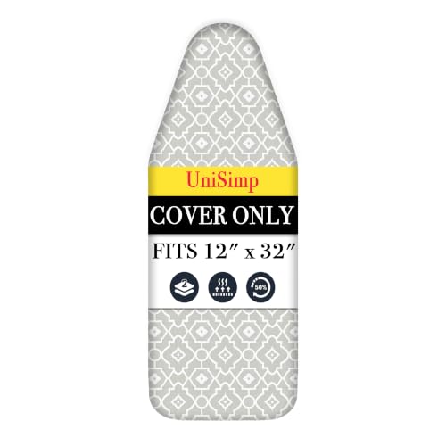 UniSimp Small Ironing Board Cover and Pad 12"x32" Small Iron Board Cover with Padding,Tabletop Mini Ironing Board Cover and Pad Small Size, Cotton Canvas, Heat Resistant, Drawstring Closure Geometric - color: Geometric, size: 12" x 32"