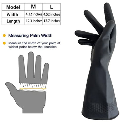 Black Cleaning Rubber gloves, M-L Kitchen Household Dishwashing Latex Gloves, Heavy Duty Chemical Glove