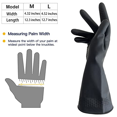 Black Cleaning Rubber gloves, M-L Kitchen Household Dishwashing Latex Gloves, Heavy Duty Chemical Glove