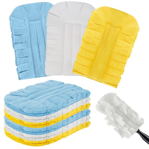 12 Pcs Reusable Duster Refills Washable Pads, Blue, White, Yellow - color: Blue, White, Yellow