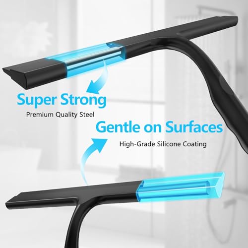 Shower Squeegee for Glass Doors, All-One-Piece Winning Silicone Squeegee - color: Black
