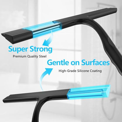 Shower Squeegee for Glass Doors, All-One-Piece Winning Silicone Squeegee - color: Black