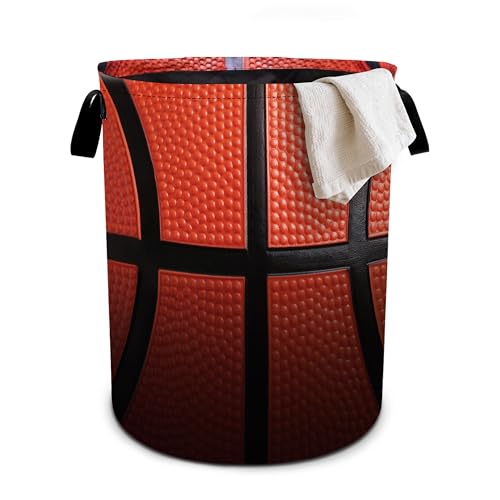 Basketball texture Laundry Basket Laundry Hamper With Handles Collapsible Laundry Baskets Storage Basket For Room Bathroom Bedroom Decor - color: Basketball Texture