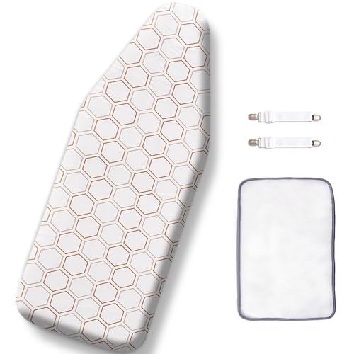 SheeChung Small Ironing Board Cover and Pad 12.5"x32",Mini Iron Board Cover - color: Hexagon, size: 32"L x 12.5"W