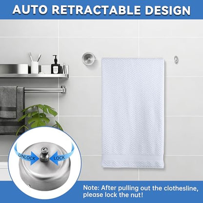 Retractable Clothesline, SUS304 Wall Mounted Clothes Line with 9.2FT Adjustable Nylon Cord for Shower, Bathroom, Laundry Room (Brushed Silver) - size: Brush Sliver