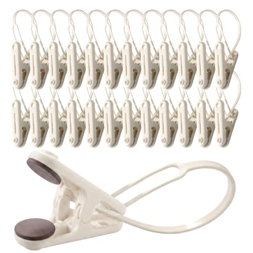 PHOBA Premium Baby Clothes and Pants Clips 48 Pack with Silicone Pads, Modern Non-Slip Hanger Clips for Nursery Organization, Space-Saving Slim Design, Beige and White Mix (Premium) - size: Premium