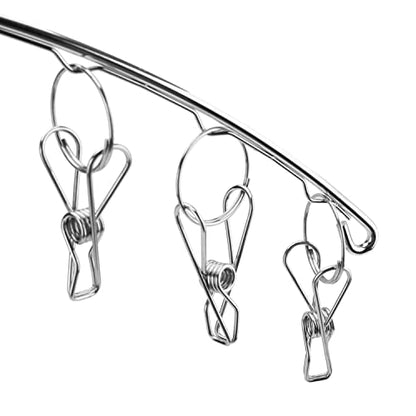 10 Pack Laundry Drying Rack Clothes Hanger with 10 Clips, Stainless Steel Clothes Drying Rack Sock Hangers Windproof Clip and Drip Hanger for Drying Socks, Bras, Towel, Underwear, Diapers