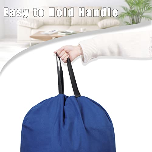 Sanlykate Large Canvas Cotton Laundry Bag with Drawstring & Handles, Heavy Duty Durable Dirty Clothes Organizer, Tear Resistant Hamper Liner Storage Bag, Travel Sack, 25.5 x 34inch - Cyanotic - color: Cyanotic