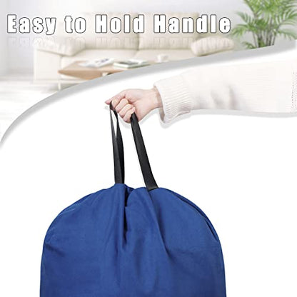 Sanlykate Large Canvas Cotton Laundry Bag with Drawstring & Handles, Heavy Duty Durable Dirty Clothes Organizer, Tear Resistant Hamper Liner Storage Bag, Travel Sack, 25.5 x 34inch - Cyanotic - color: Cyanotic