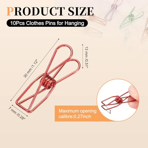 uxcell 12Pcs Clothes Pins for Hanging, 1.2" Metal Clothing Clips Heavy Duty Laundry Spring Pegs, Clothesline Clip Paper Holder Sealer for Holding Clothes, Paper, Food Packages, Red - color: Red, size: 1.2"