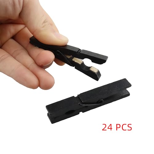 HEEHEE 24 PCS 2.83 Inch Black Wooden Clothespins Strong Spring Grip Durable Natural Wood Texture Multipurpose for Crafts Laundry Photo Hanging - size: Black 2.83x0.39" (7.2x1cm)-24 PCS