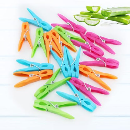 24Pack Colorful Plastic Clothespins Heavy Duty Laundry Clothes Pins Outdoor