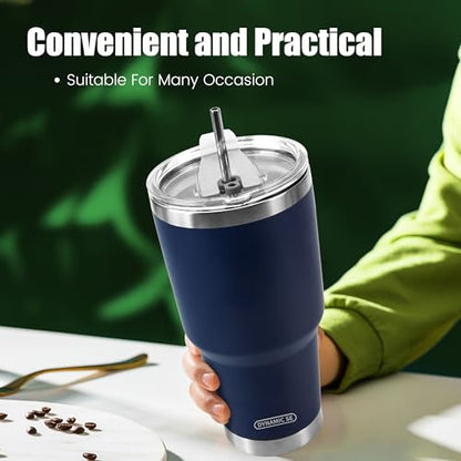 D·S 30 oz Navy Tumbler Double Wall Vacuum Insulated Travel Coffee Mug - color: Navy