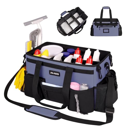 JKAOO Large Wearable Cleaning Caddy Bag with Handles, Denim Blue - color: Denim Blue